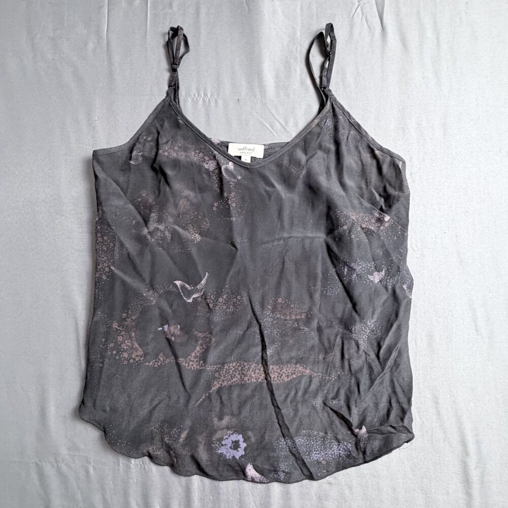 Wilfred Aritzia XS Cami 100% Silk Wimsygoth Floral Black Layering Fairy Strappy